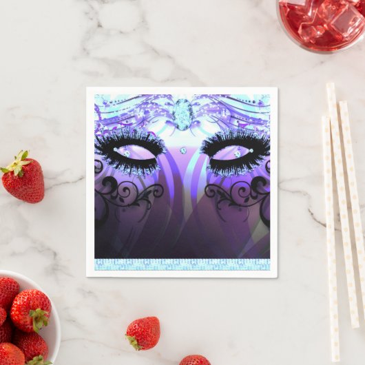 Glam Eyelashes Lila Masquerade Party Custom Serviette (Beispiel)