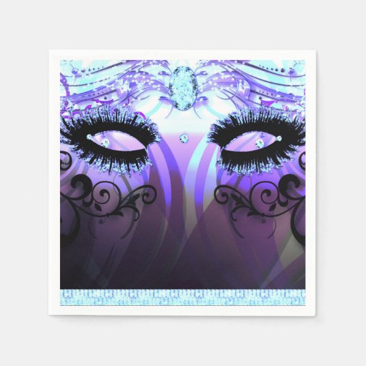 Glam Eyelashes Lila Masquerade Party Custom Serviette (Vorderseite)