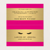 Glam Eyelashes Pink und Gold Aftercare Visitenkarten (Außenseite Aufgefaltet)