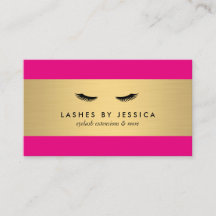Glam Eyelashes Pink und Gold Business Card
