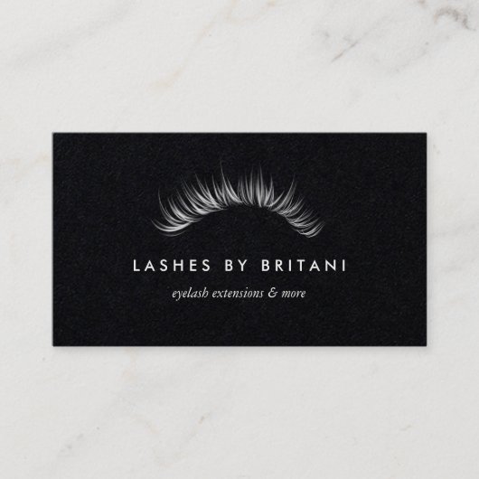 Glam Eyelashes weiße Text Business Card Visitenkarte (Vorderseite)