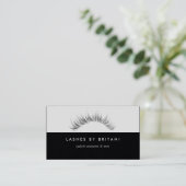 Glam Eyelashes weiße Text Business Card Visitenkarte (Stehend Vorderseite)