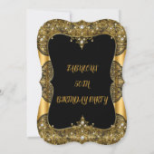 Glam Fabulous 50 Party Black Lace Pearl Gold Einladung (Rückseite)
