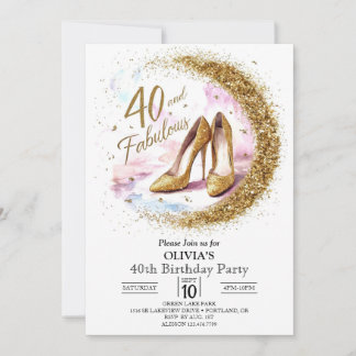 Glam Fabulous Digital Gold 40. Geburtstag Einladung