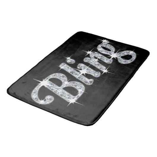 Glam Fake Diamant funkelnde Textgestaltung Badematte (Schrägansicht)