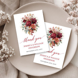 Glam Fall Burgund Florales Dankeschön-Karte Dankeskarte