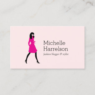 Glam Fashion Girl Style Blogger, Boutique Pink Visitenkarte