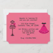 Glam Fashion Show Party Night Girl's Ticket Einladung (Rückseite)