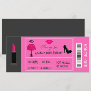 Glam Fashion Show Party Night Girl's Ticket Einladung