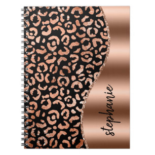 Glam Faux Folie Leoparden Punkte Roségold Schwarz  Notizblock