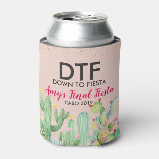 Glam Fiesta Personalisiert Bachelorette Can Cooler Dosenkühler (Kanne Vorderseite)