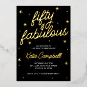Glam Fifty and Fabulous Script 50th Birthday Foil Folieneinladung (Vorderseite)