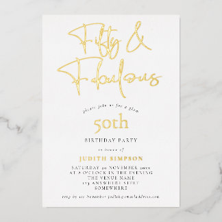 Glam Fifty Fabulous Schrift Echt  Folieneinladung