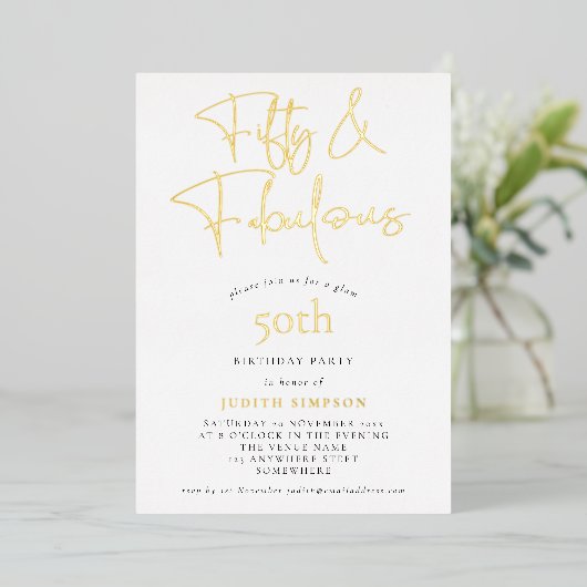 Glam FIfty Fabulous Script Real Folieneinladung (Stehend vorne)