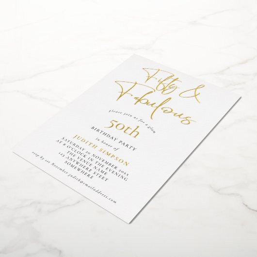 Glam FIfty Fabulous Script Real Folieneinladung (Gedreht)