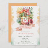 Glam Fifty und Extravaganten Fabelhaften Geburtsta Einladung (Vorne/Hinten)