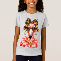 "Glam Flamingo Leopardenprint Gold Perlen Halskett
