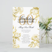 Glam Floral 60. Geburtstag Programm Gold Menü (Stehend Vorderseite)