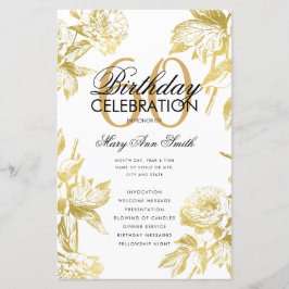 Glam Floral 60. Geburtstag Programm Gold Menü