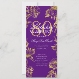 Glam Floral 80. Geburtstag Programm Gold Lila Menü