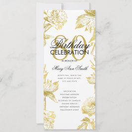 Glam Floral 80. Geburtstag Programm Gold Menü