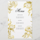 Glam Floral 80. Geburtstag Programm Gold Menü (Hinten)