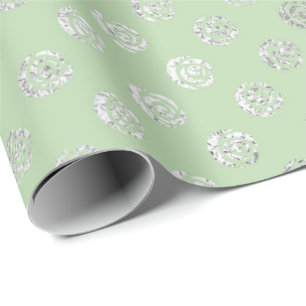 Glam Floral Rose Minze Grün Silber Vip Geschenkpapier