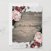 Glam Floral Rustic Wood Lace Barn Country Wedding Einladung (Rückseite)