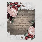 Glam Floral Rustic Wood Lace Barn Country Wedding Einladung (Vorne/Hinten)