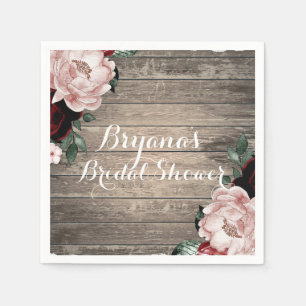 Glam Floral Rustic Wood & Lace Barn Hochzeit Serviette