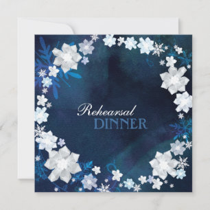 Glam Floral Wreath Winter Wedding Probe Dinner Einladung