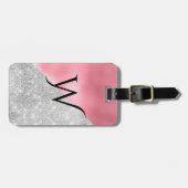Glam Foil Look Mit Monogramm Gepäckmarke Gepäckanhänger (Vorderseite horizontal)