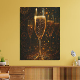 Glam Frohes Neues Jahr Steampunk Champagner Leinwanddruck