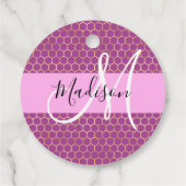 Glam Fuchsia Metallic Pink Honeycomb Monogram Name Geschenkanhänger (Rückseite)