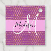 Glam Fuchsia Metallic Pink Honeycomb Monogram Name Geschenkanhänger (Rückseite)