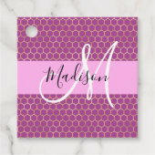 Glam Fuchsia Metallic Pink Honeycomb Monogram Name Geschenkanhänger (Vorderseite)