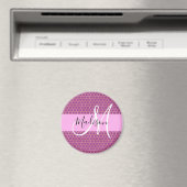 Glam Fuchsia Metallic Pink Honeycomb Monogram Name Magnet (In Situ (Geschirrspüler))