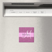 Glam Fuchsia Metallic Pink Honeycomb Monogram Name Magnet (In Situ (Geschirrspüler))