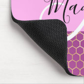 Glam Fuchsia Metallic Pink Honeycomb Monogram Name Mousepad (Ecke)