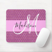 Glam Fuchsia Metallic Pink Honeycomb Monogram Name Mousepad (Mit Mouse)