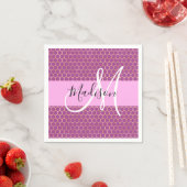 Glam Fuchsia Metallic Pink Honeycomb Monogram Name Serviette (Beispiel)