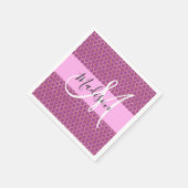Glam Fuchsia Metallic Pink Honeycomb Monogram Name Serviette (Ecke)