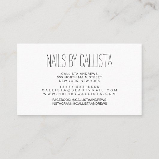 Glam Funkelnd farbiger Glitzer Polnischer Nagel Te Visitenkarte (Rückseite)