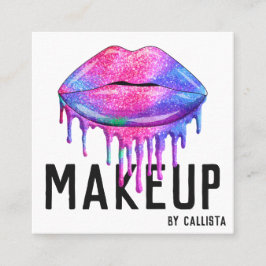 Glam Funkelnd Mermaid Glitzer Tropfen Lips Makeup Quadratische Visitenkarte