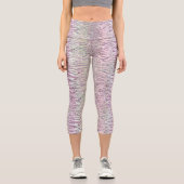 Glam Funkelnd rosa Diamanttrommel Tiger Streifen Capri Leggings (Vorderseite)