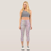 Glam Funkelnd rosa Diamanttrommel Tiger Streifen Capri Leggings (Vorderseite)