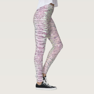 Glam Funkelnd rosa Diamanttrommel Tiger Streifen Leggings
