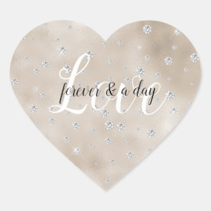 Glam funkelnde Diamanten Champagner-Blush-Glitz Herz-Aufkleber