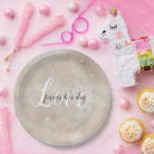 Glam funkelnde Diamanten Champagner-Blush-Glitz Pappteller (Party)