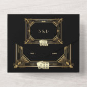 Glam Gatsby Art Deco Poker Casino All In One Einladung (Rückseite)